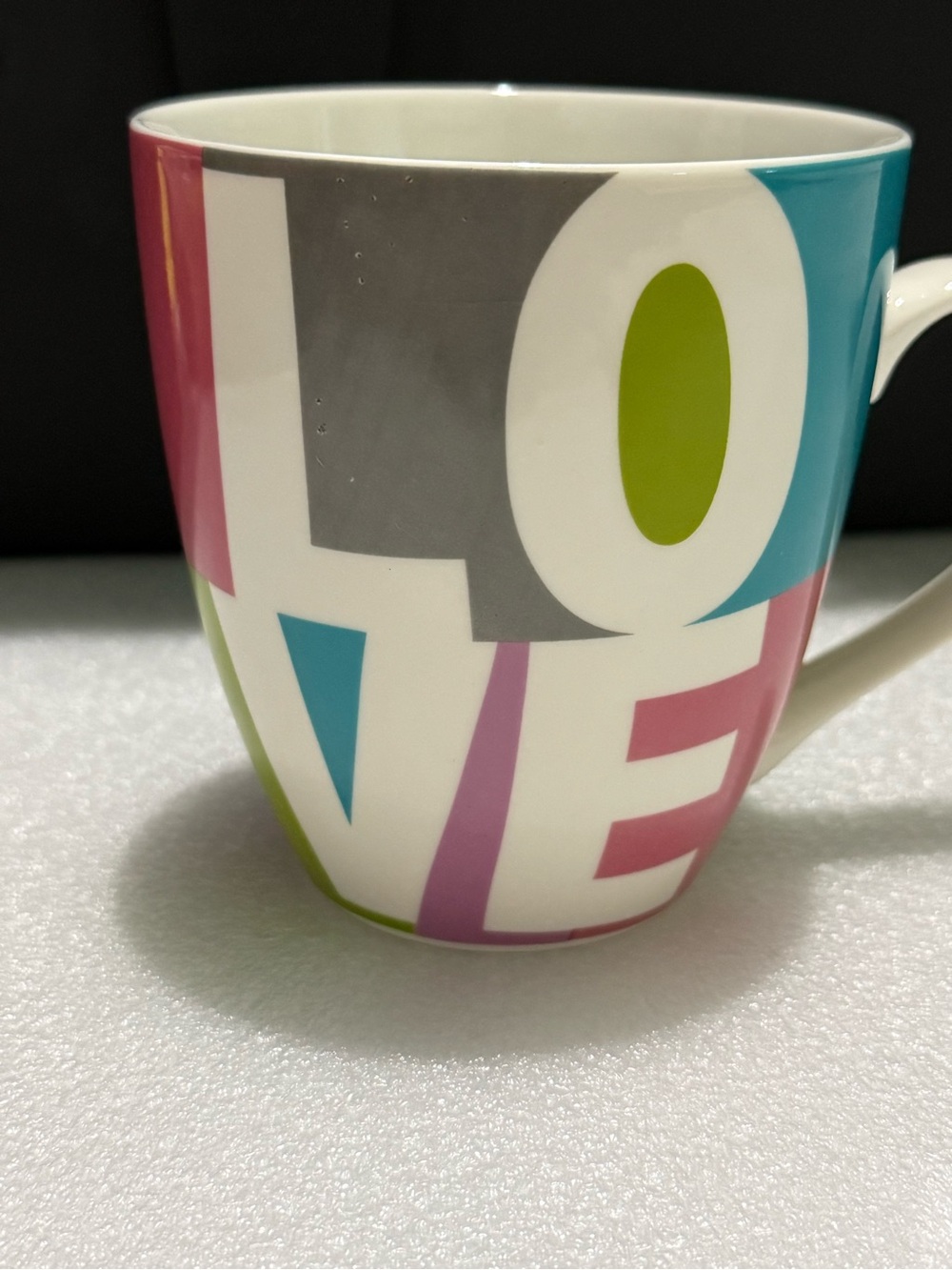 Pfaltzgraff LOVE Letter Mug in Green, Teal, Purple and Gray